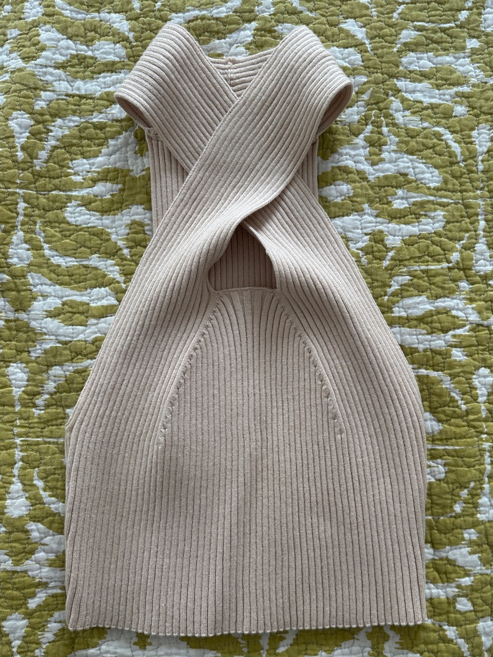 Cider Cream Ribbed Backless Halter Dress